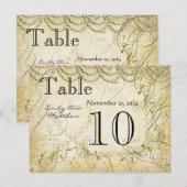 Numéro de table de mariage élégant tourbillon doré (Devant / Derrière)