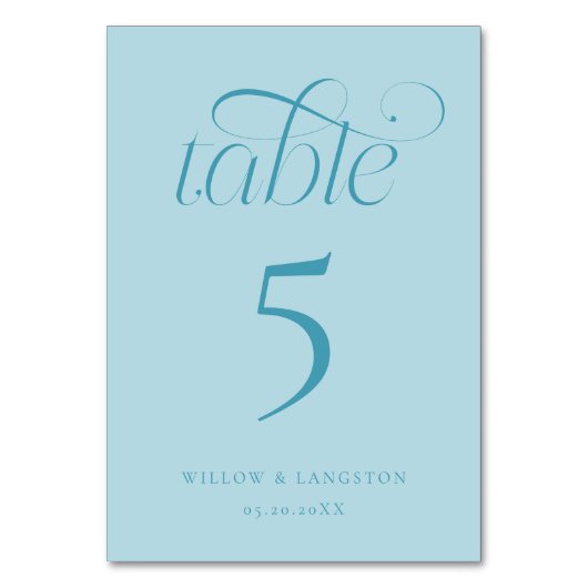 Numéro de table de mariage élégant turquoise (Par défaut)