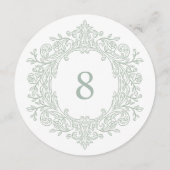 Numéro de table de mariage élégant vert héritage (Dos)