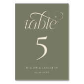 Numéro de table de mariage élégant Vert sauge (Dos)