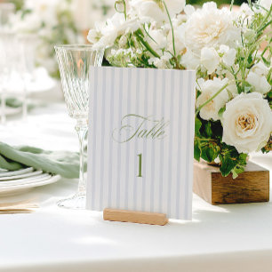 Numéro de table de mariage élégant vert sauge et b