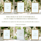 Numéro de table de mariage élégant vert sauge et b