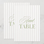 Numéro de table de mariage élégant vert sauge et b (Devant / Derrière)
