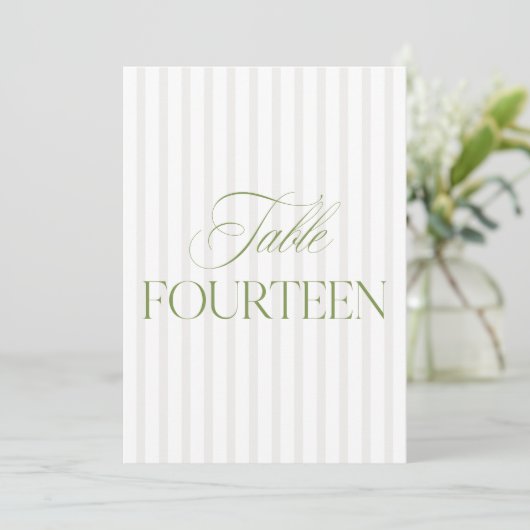 Numéro de table de mariage élégant vert sauge et b (Debout devant)