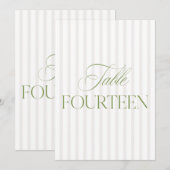 Numéro de table de mariage élégant vert sauge et b (Devant / Derrière)
