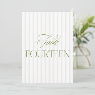 Numéro de table de mariage élégant vert sauge et b