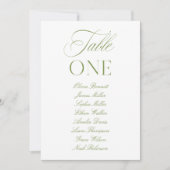 Numéro de table de mariage élégant vert sauge et b (Devant)