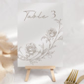 Numéro de table de mariage élégant vintage sépia