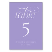 Numéro de table de mariage élégant Violet (Dos)