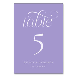 Numéro de table de mariage élégant Violet