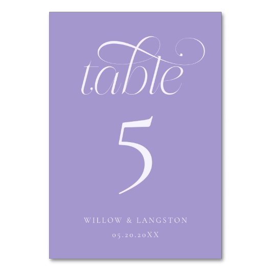 Numéro de table de mariage élégant Violet (Par défaut)