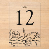 Numéro de table de mariage en acrylique à fleurs n (Recto)