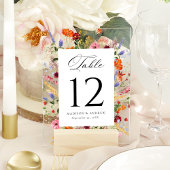 Numéro de table de mariage en acrylique à fleurs s