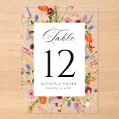 Numéro de table de mariage en acrylique à fleurs s (Recto)