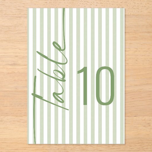 Numéro de table de mariage en acrylique à rayures (Recto)