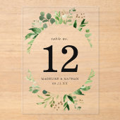 Numéro de table de mariage en acrylique avec verdu (Recto)