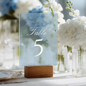 Numéro de table de mariage en acrylique bleu clair