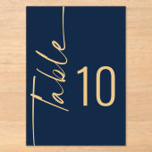 Numéro de table de mariage en acrylique bleu marin (Recto)