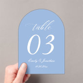 Numéro de Table de Mariage en Acrylique Bleu Pouss (In situ (ordinateur de poche))