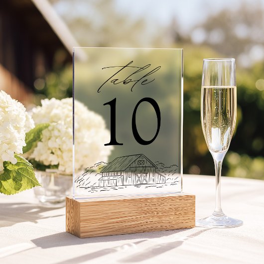 Numéro de table de mariage en acrylique grange rus
