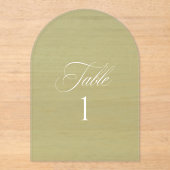 Numéro de table de mariage en acrylique vert sauge (Recto)