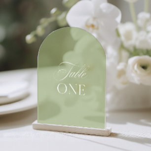 Numéro de table de mariage en acrylique vert sauge