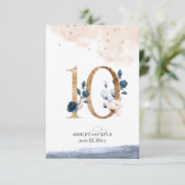 Numéro de table de mariage en bleu marine, rose bl (Debout devant)