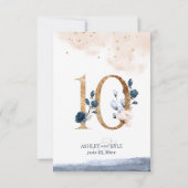 Numéro de table de mariage en bleu marine, rose po (Dos)