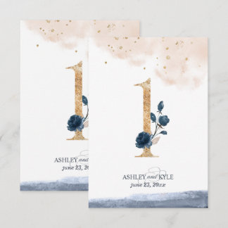 Numéro de table de mariage en bleu marine, rose po