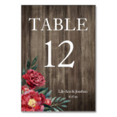 Numéro de table de mariage en bois rustique floral (Dos)