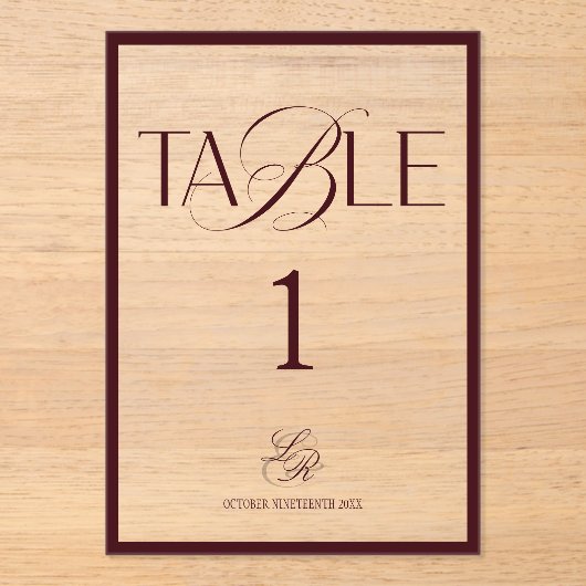 Numéro de table de mariage en Bourgogne à l'ancien (Recto)