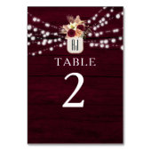 Numéro de table de mariage en Bourgogne rustique (Dos)