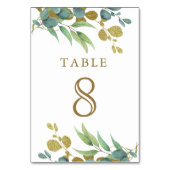Numéro de table de mariage en branche dorée d'euca (Dos)