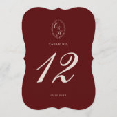 Numéro de table de mariage en burgundy découpé (Devant)