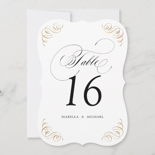 Numéro de table de mariage en calligraphie à fiori (Dos)