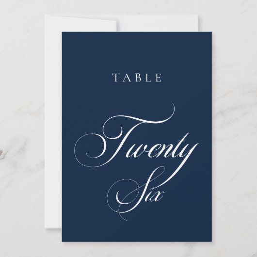 Numéro de table de mariage en calligraphie bleue c (Devant)