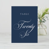 Numéro de table de mariage en calligraphie bleue c (Debout devant)