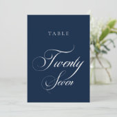 Numéro de table de mariage en calligraphie bleue c (Debout devant)