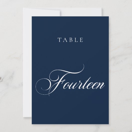 Numéro de table de mariage en calligraphie bleue c (Devant)