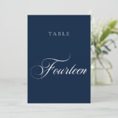 Numéro de table de mariage en calligraphie bleue c (Debout devant)