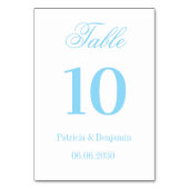 Numéro de table de mariage en calligraphie bleue c (Dos)