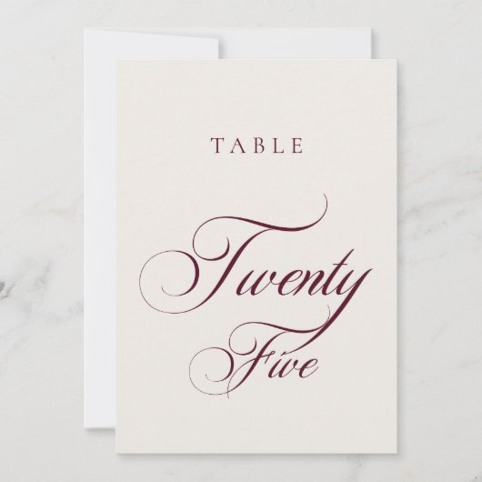 Numéro de table de mariage en calligraphie bourgui (Devant)
