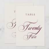 Numéro de table de mariage en calligraphie bourgui (Devant / Derrière)