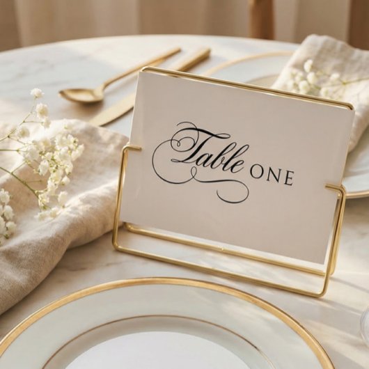Numéro de table de mariage en calligraphie élégant