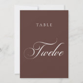 Numéro de table de mariage en calligraphie marron (Dos)