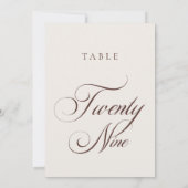 Numéro de table de mariage en calligraphie marron (Dos)