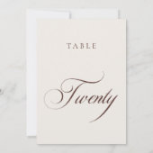 Numéro de table de mariage en calligraphie marron (Dos)