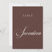 Numéro de table de mariage en calligraphie marron (Dos)