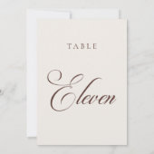 Numéro de table de mariage en calligraphie marron (Dos)