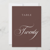 Numéro de table de mariage en calligraphie marron (Dos)